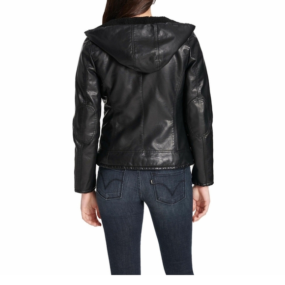 LEVI'S Leather Hooded Midweight Motocycle Jacket L - Picture 4 of 6